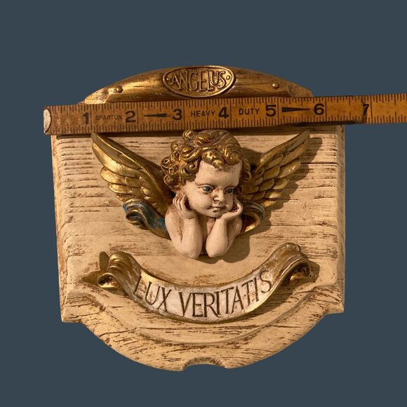 Vintage Putti Cherub Latin Wall Plaque Hanging - Picture 4 of 6
